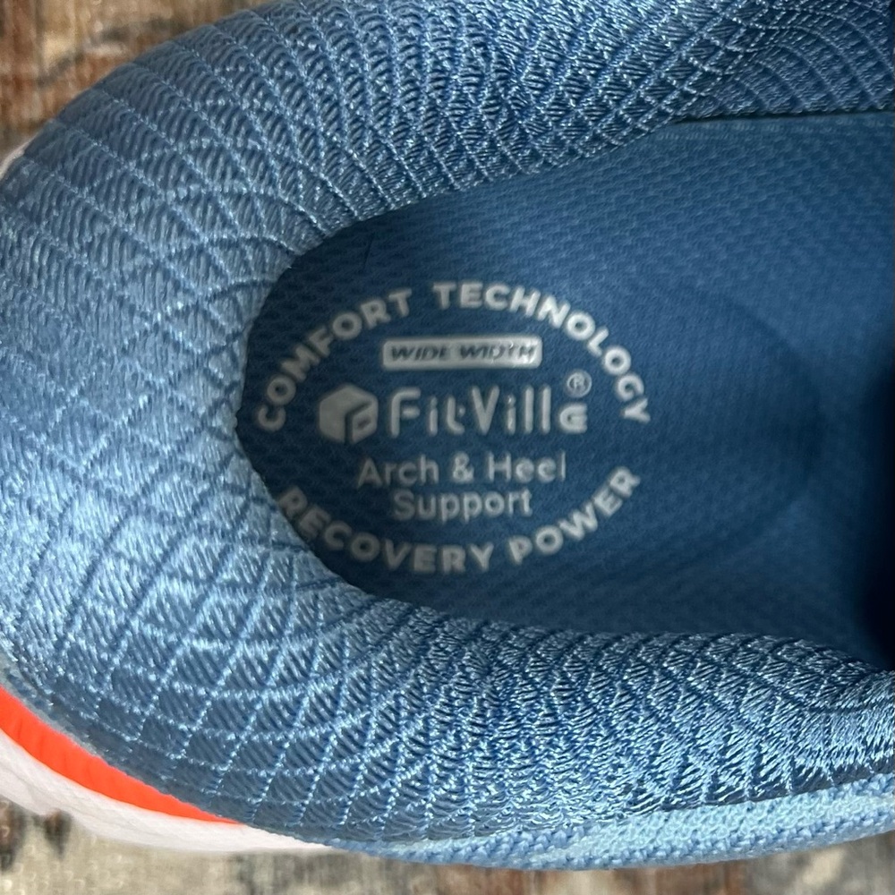 Fitville Running Shoes Women 7M Wide Width FlowCore V2 Sky Blue Knit Heel Arch - Picture 11 of 13